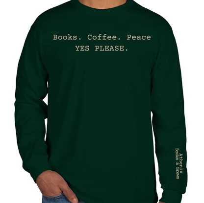 Athenix “Books. Coffee. Peace.” Unisex Long Sleeve – Cozy Meets Classic